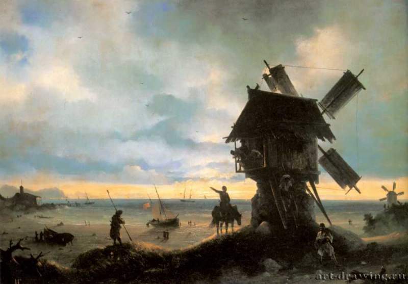 Ветряная мельница на берегу моря. 1837 - The windmill on the beach. 1837
67 х 96 смХолст, маслоРомантизм, реализмРоссияСанкт-Петербург. Государственный Русский музей